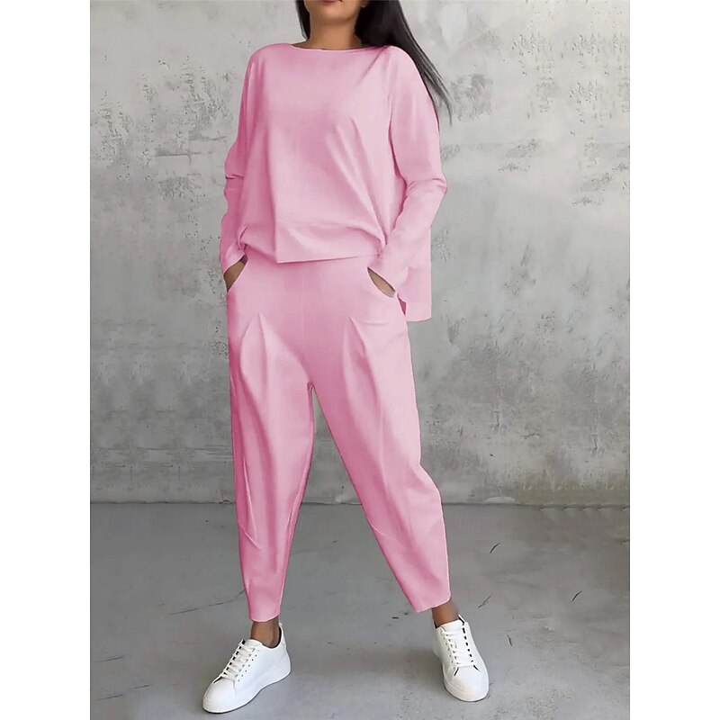 Women's Two-Piece Casual Sweatshirt and Joggers Set Spring Autumn Relaxed Fit Lounge Wear Fall Winter2