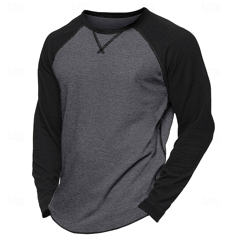 Men's 60% Cotton Raglan Sleeve Sweatshirt Tee Top Long Sleeve Shirt Solid Color Crew Neck Outdoor Street Long Sleeve Color Block Clothing Apparel Daily Casual Street Style2