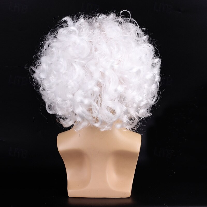 Santa Claus Beard And Wig Set White Beard And Wig Curly Christmas Costume Wig For Men2