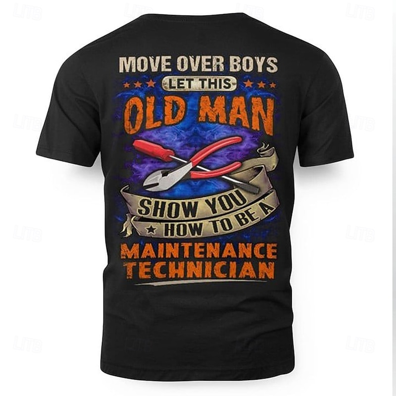 Men's Funny Slang Maintenance Technician T Shirt Short Sleeve T shirt 3D Print Crew Neck Shirt Fashion Athleisure Street Sports Outdoor Daily Black Blue Summer Spring Clothing Apparel S M L XL XXL4