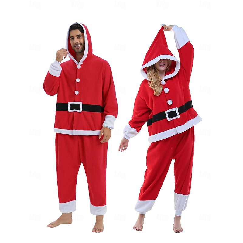 Adults' Christmas Onesie Costume Santa Claus Onesie Pajamas Kigurumi Pajamas Charm Funny Costume For Men and Women Christmas Carnival Cartoon