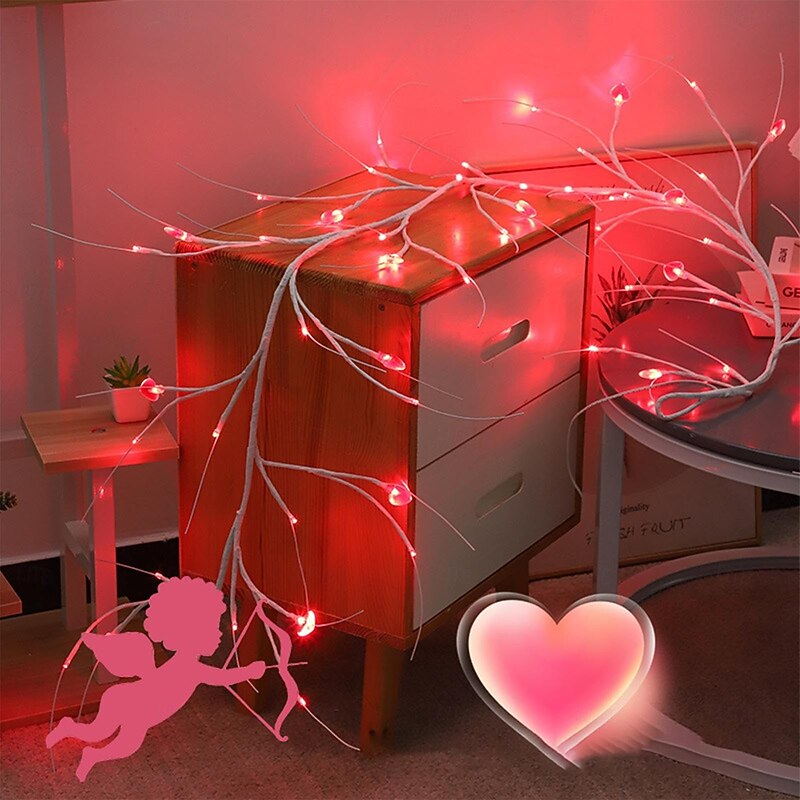 1pc Valentine's Day Love Vine String Lights with Remote Control Control Indoor Bedroom Bar Festival Atmosphere Light String USB or AAA Battery Powered2