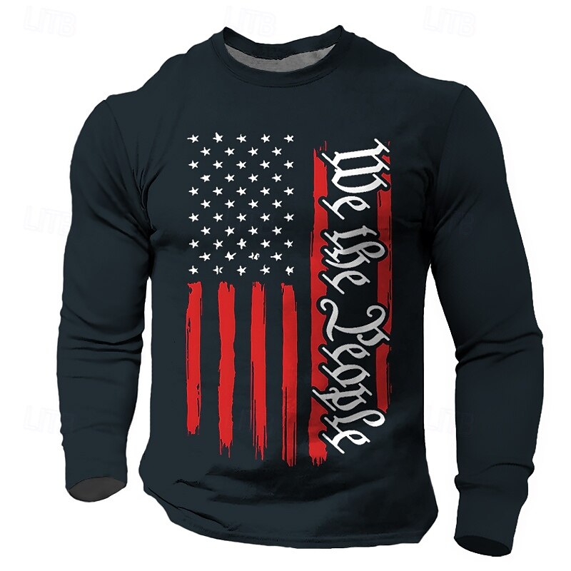 Veterans Day Men's Patriot Patriotic Veteran American US Flag T shirt Long Sleeve T shirt 3D Print Crew Neck Shirt Daily Designer Street Casual Black Green Dark Blue Summer Spring Fall Clothing2