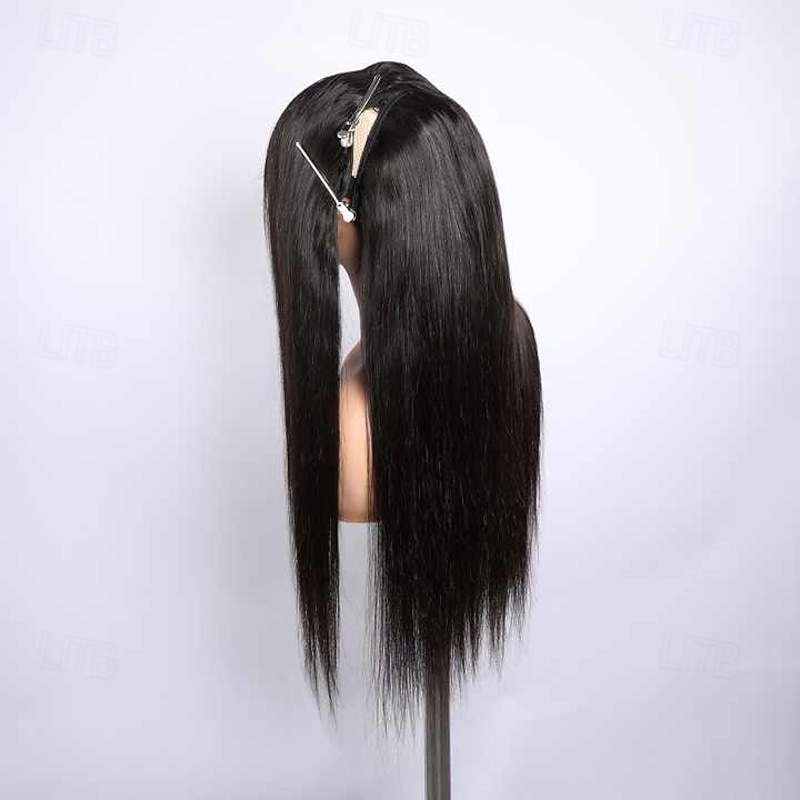 13x4 Transparent Replacable Zipper Lace Wigs Human Hair Pre Plucked Hairline 150 Density for Black Women Natural Black Color2