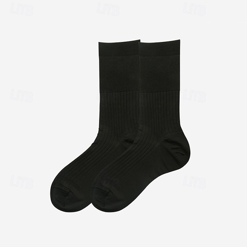 Men's 1 Pair Socks Black Navy Blue Color Solid Color Formal Wedding Anniversary Thin Spring &  Fall Knitwear Elegant4