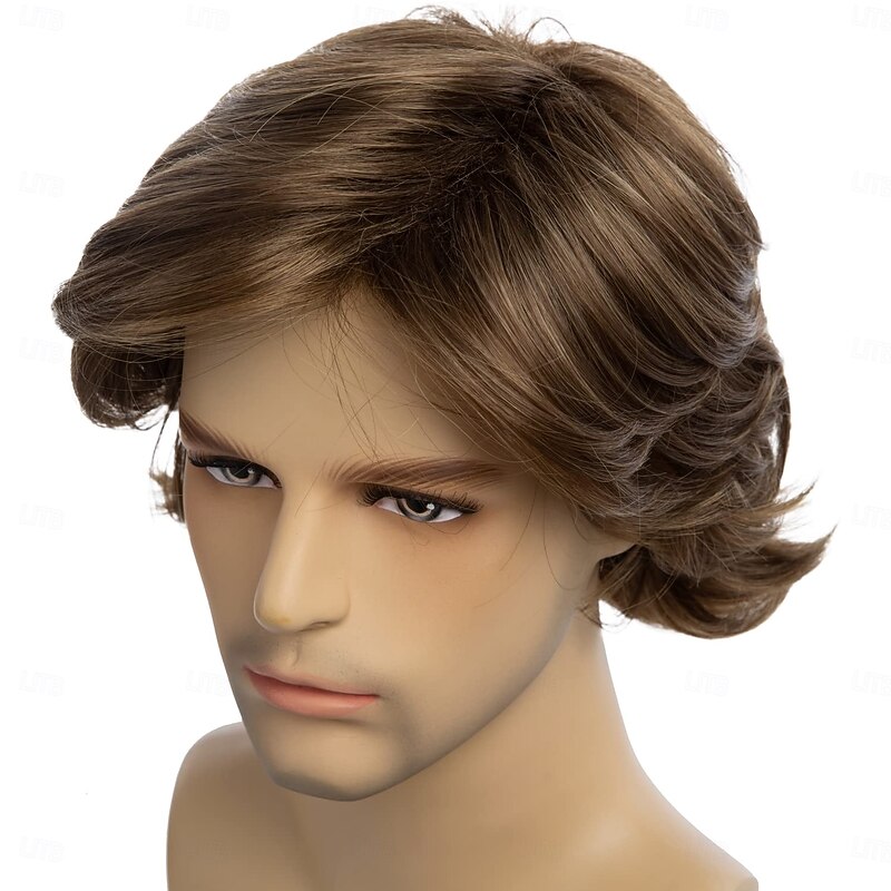 Mens Wigs Short Natural Layered Fluffy Wigs Synthetic Cosplay Halloween Hair Wigs for Males4