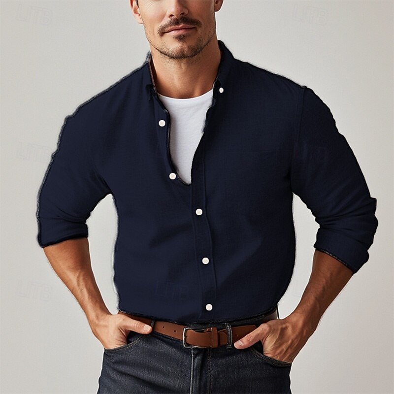 Men's Dress Shirt Button Down Shirt Oxford Shirt Graphic Prints Wedding Party Light Pink Light Blue Black White Long Sleeve Square Neck All Seasons Clothing Apparel Pocket4