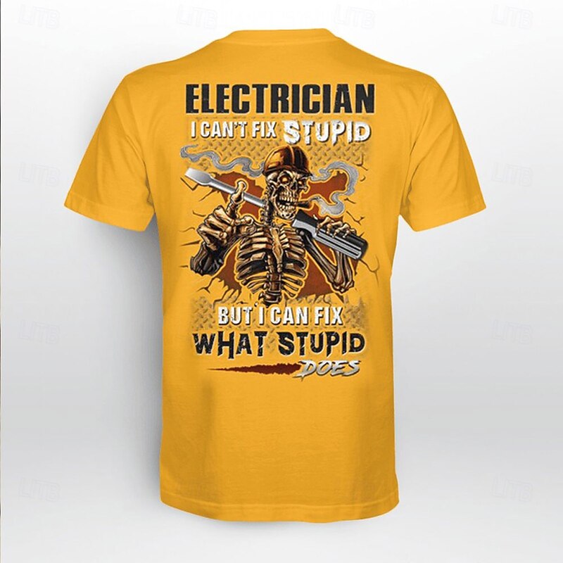 Men's Cool Skulls Letter Print T Shirt Short Sleeve T shirt 3D Print Crew Neck Shirt Fashion Athleisure Street Sports Outdoor Daily Yellow Orange Summer Spring Clothing Apparel S M L XL XXL XXXL4