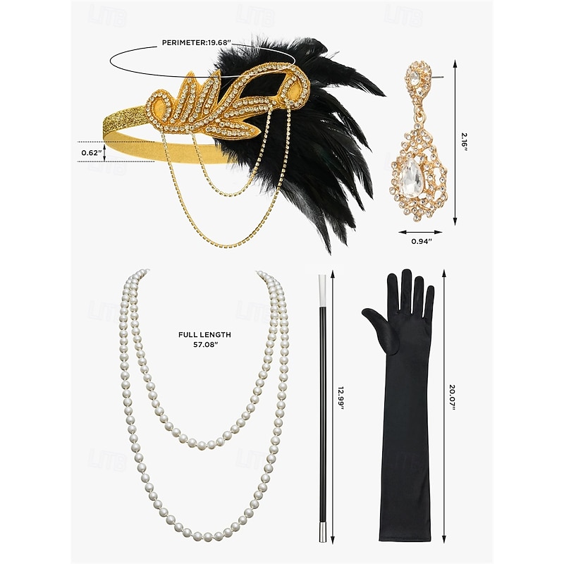 Retro Vintage Roaring 20s 1920s Midi Flapper Dress Outfits Cocktail Dress The Great Gatsby Flapper Girl Wedding Guest Sequins Fringe Fancy Dress Women's Carnival Costume 7 PCS Christmas Halloween3