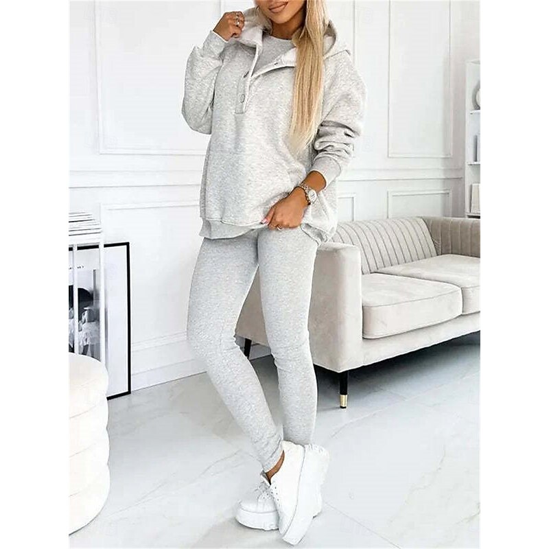 Women's 3pcs Loungewear Set Coordinated Hoodie with Shoulder Cut-Out and Joggers Pink Casual Sporty Outfit Elastic Fashionable Spring Autumn4