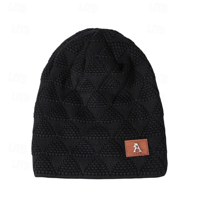 Men's Unisex Beanie Hat Winter Hats Beanies Skull Cap Knit Hat Black Wine Acrylic Fibers Knitted Cozy Daily Wear Going out Solid / Plain Color Warm2