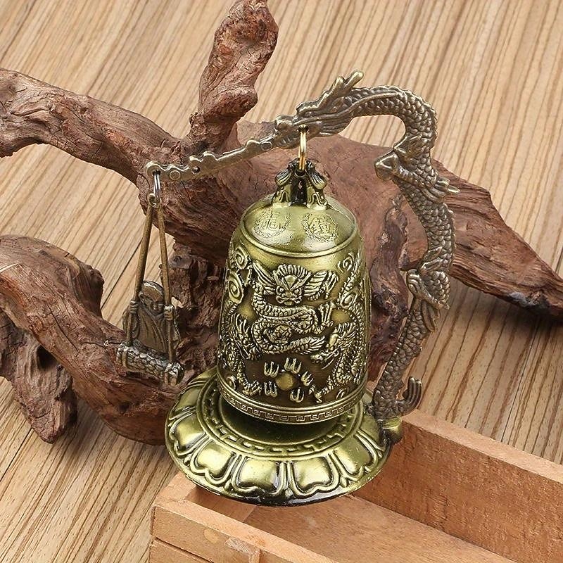 Antique Bronze Dragon Bell - Majestic Feng Shui Decor - Hand-Crafted Metal Ornament for Collectors & Home Aesthetics3