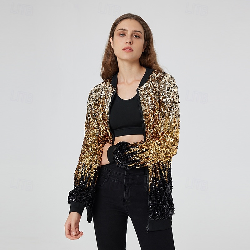 Retro Vintage 1970s Coat Masquerade Sequins Fancy Dress Women's Halloween Carnival Masquerade Party Pride Parade Pride Month Adults' Coat3