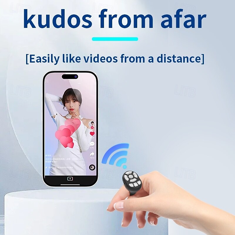 Video mini ring BT remote control shutter for Tiktok Youtube wireless page turner selfie remote controller for Android App4