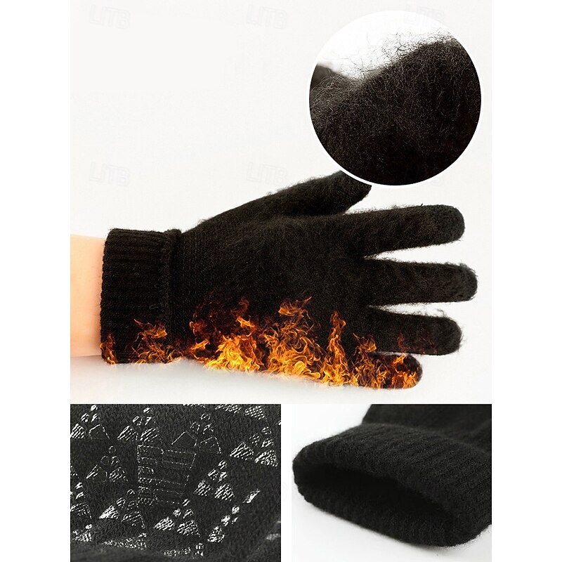 Men's Thermal Knit Winter Gloves with Anti-Slip Grip and Touchscreen Compatible - Warm Black Gloves for Cold Weather, Outdoor Activities, and Driving4