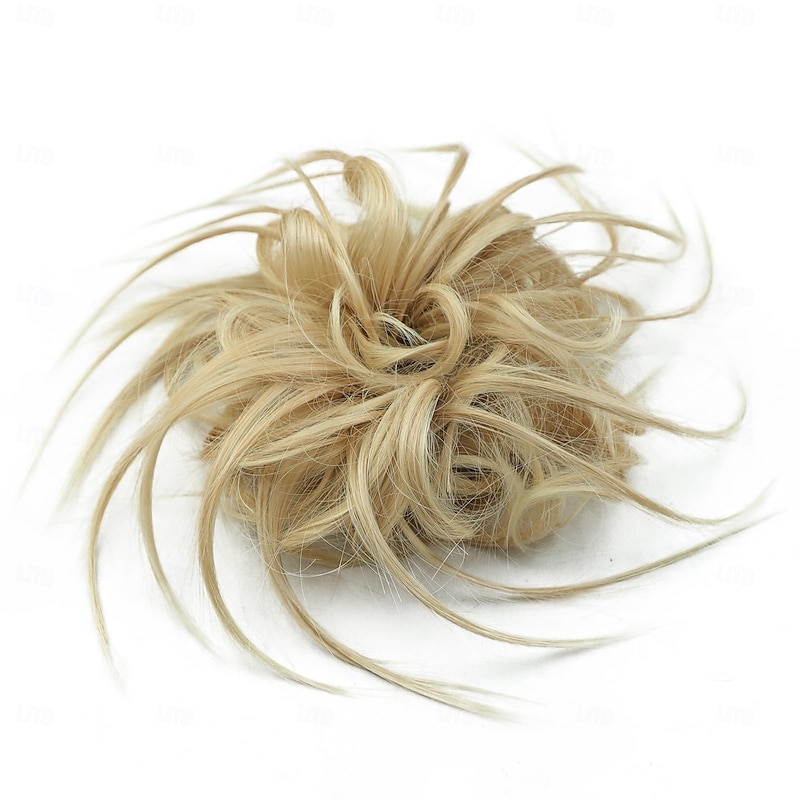 Messy Bun Hair Piece Scrunchie Extension Tousled Updo Wavy Curly Hairpieces Synthetic Chignon for Women Girls4