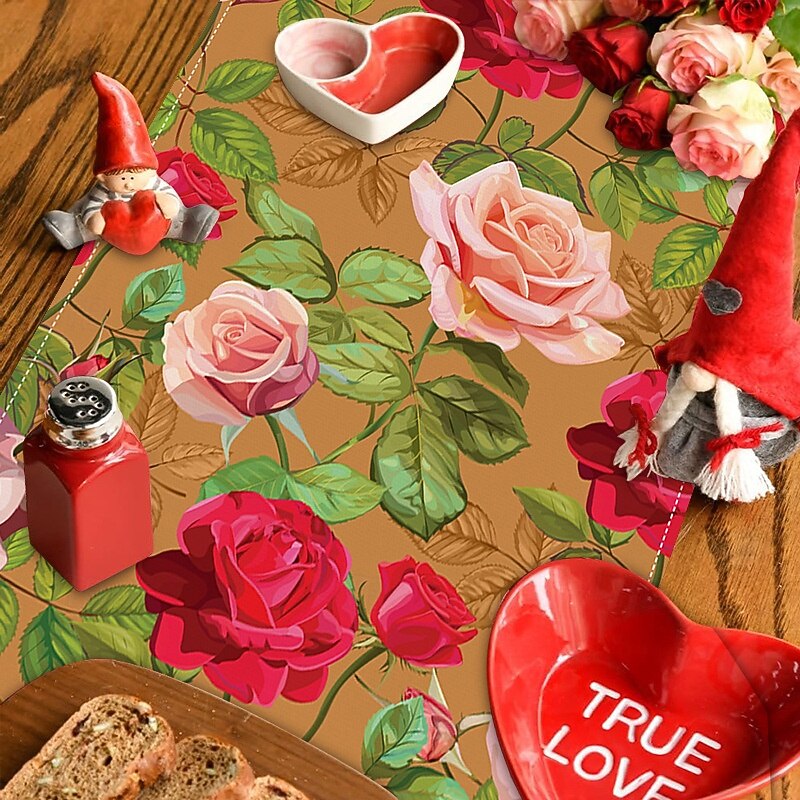 Valentine's Day Table Runner Romantic and Festive Table Decor Adds a Touch of Love to Your Dining Table Perfect for Valentine's Day Dinners and Celebrations4