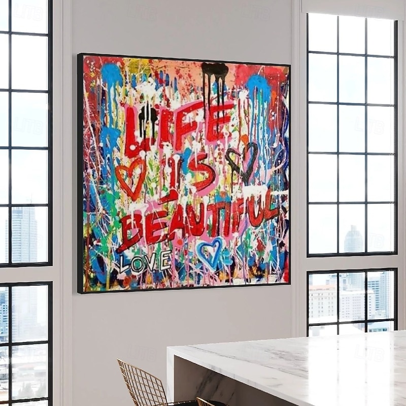 Pop art oil painting handmade abstract Graffiti art oil painting hand painted Street Art oil painting Love painting office wall art decoration for bedroom living room decoration home gift2