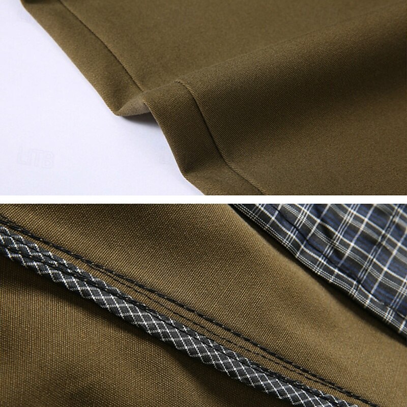 Men's Dress Pants Trousers Chinos Buttons Pocket Plain Comfort Formal Party Work Fashion Classic Style Black Brown Micro-elastic2