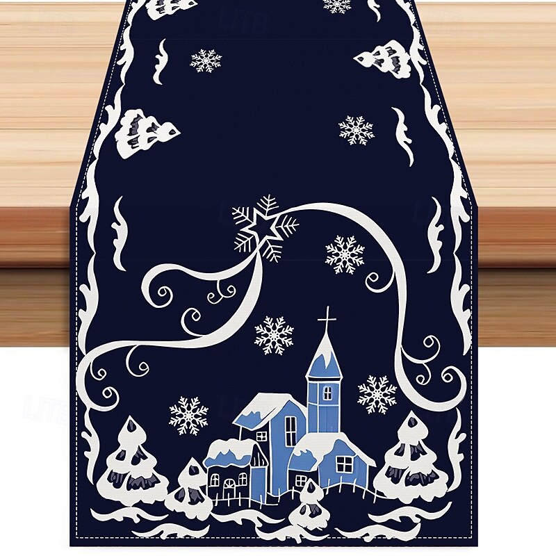 Christmas Table Runner Festive Holiday Table Decor Adds Seasonal Charm to Your Dining or Coffee Table Perfect for Christmas Gatherings and Winter Celebrations2