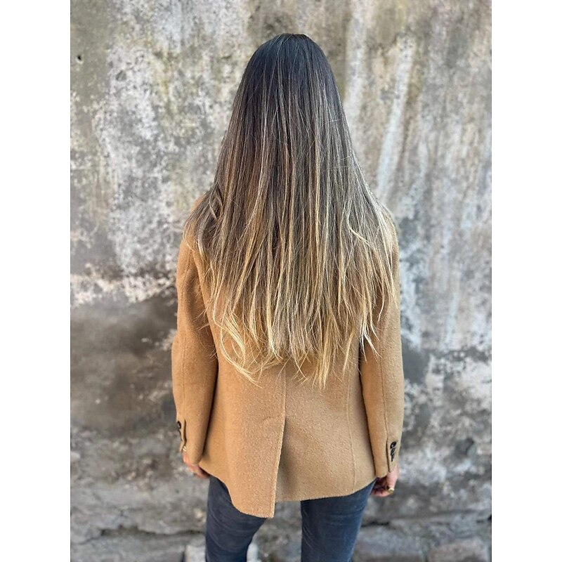 Women's Casual Jacket Outdoor Buttons Solid Color Windproof Fashion Regular Fit Outerwear Long Sleeve Fall Black S2