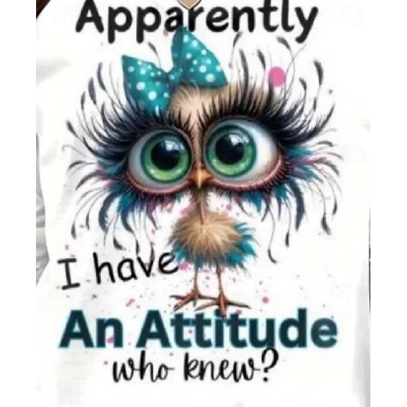 Women's T shirt Long Sleeve Crew Neck Long Sleeve Tunic Animal Letter Modern Casual Regular Tops Daily Weekend Print Black White Yellow Red Sky Blue Fall Winter Prefall3