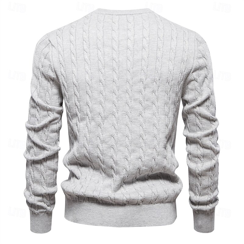 Men's Cotton Pullover Sweater Jumper Knit Embroidery Deer Crew Neck Knitwear Elegant Christmas Outdoor Clothing Apparel Fall Winter Black White S M L4