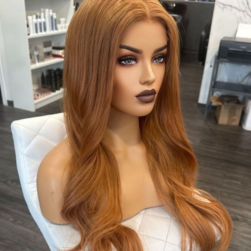 Unprocessed Virgin Hair 5x5 Closure 13x4 Lace Front Wig Middle Part Brazilian Hair Wavy Brown Wig 130% 150% Density with Baby Hair Glueless Pre-Plucked For Women Long Human Hair Lace Wig3