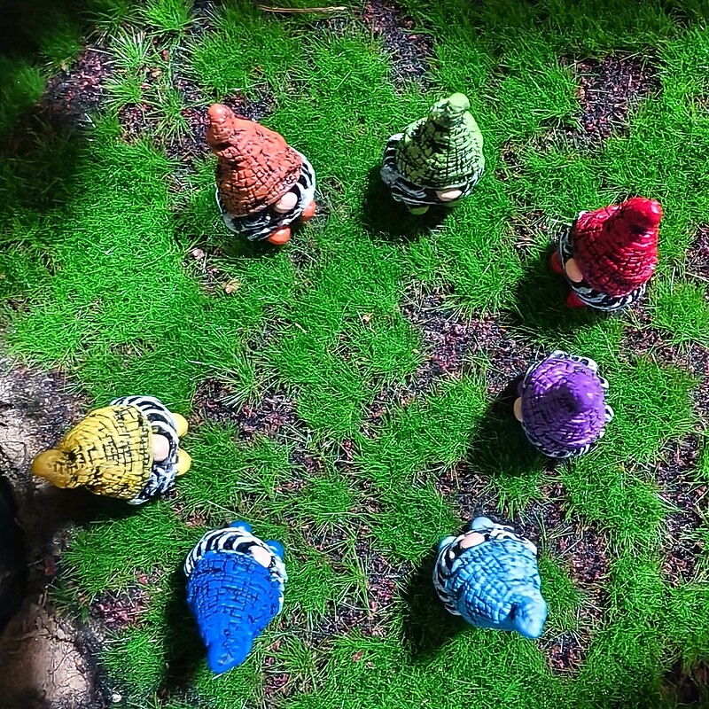 7pcs Mini Gnome Statue Set – Charming Resin Garden Figurines for Fairy Garden, Planters, and Home Décor – Perfect for Outdoor Halloween and Rustic Themes2