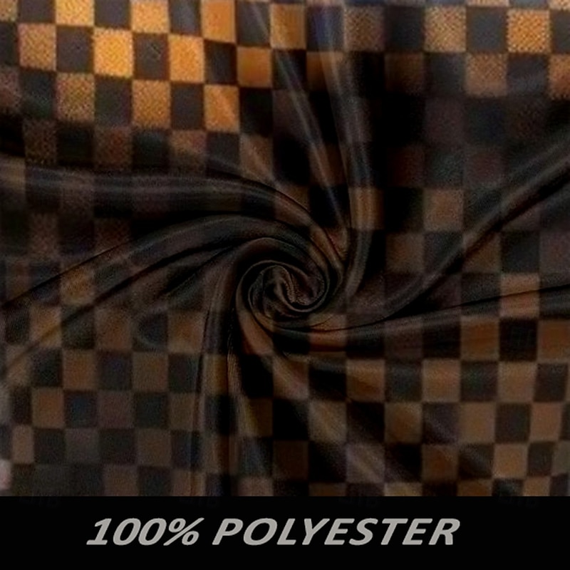 Men's Plaid / Check Satin Shirt Button Up Shirt Long Sleeve Fashion Casual Vacation Party Evening Wear Dailywear Summer Spring Fall Collared Shirts 3D Print Yellow3