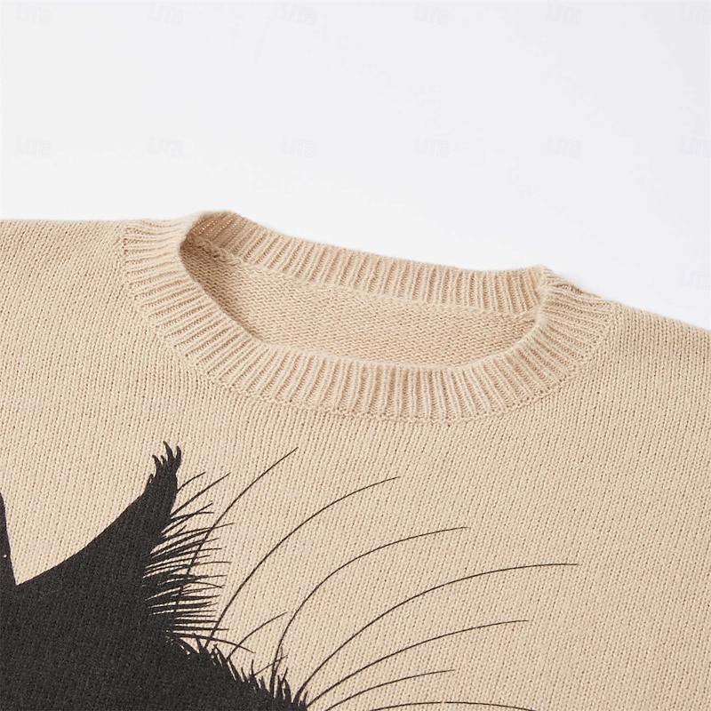 Women's Sweater Daily Graphic Crew Neck Print Long Sleeve Regular Tops Knit Formal Weekend Pink Purple Fall Winter4