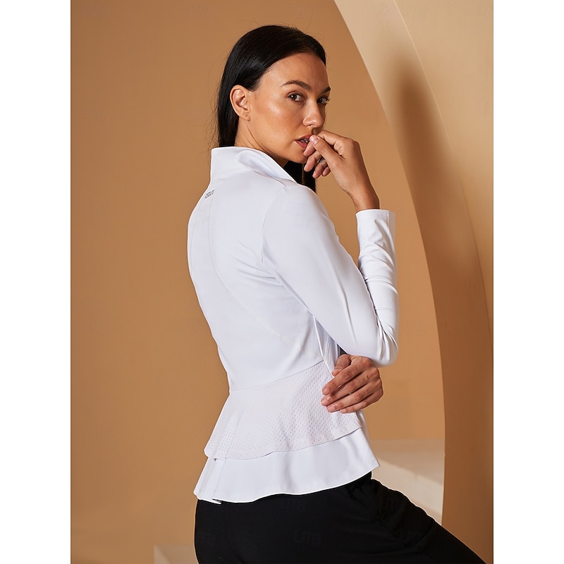 Women's Golf Jacket Yan pink Gray Pink Black Long Sleeve Top Ladies Golf Attire Clothes Outfits Wear Apparel