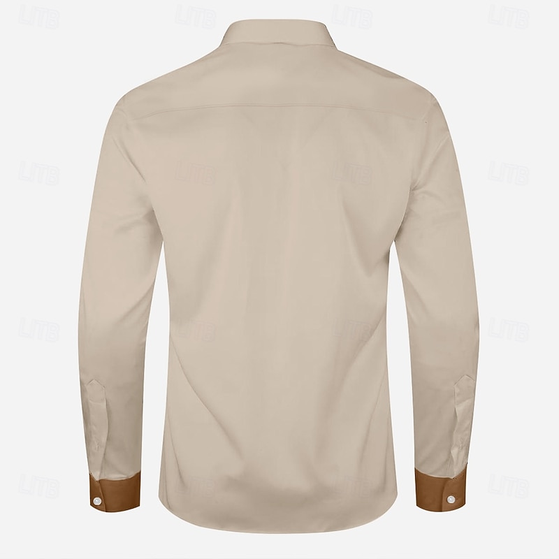 Men's Pentagram Western Shirt Cowboy Shirt Long Sleeve Western Sport Spring Fall Turndown Patchwork White Brown Green4