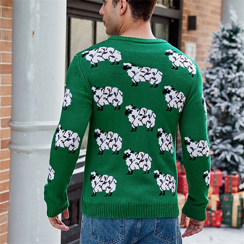 Men's Ugly Christmas Sweater Sweater Pullover Sweater Jumper Xmas Sweater Ribbed Knit Regular Knitted Slim Fit Dragon Round Neck Modern Contemporary Christmas Xmas Clothing Apparel Winter Spring4
