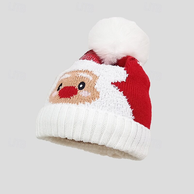 Santa Claus Reindeer Hat Christmas Gift Pom Pom Beanie Men's Women's Winter Christmas Pattern Christmas Hat2