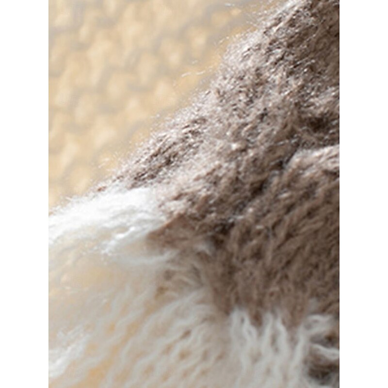 Women's Sweater Casual Soft Striped Ribbed Crew Neck Knitted Long Sleeve Regular Tops Knit Outdoor Daily Weekend Black Coffee Fall Winter2