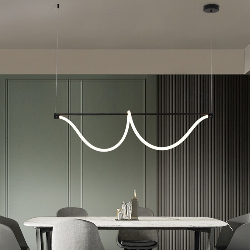 Slim Linear Pendant Light Metal Long Tube Hanging Lights with Silicone Hose Shade LED Suspension Lamp Black Flute Drop Lamps 110-240V3