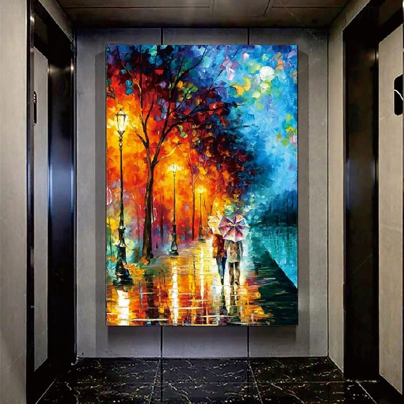 Handmade Couple lovers Oil painting handmade Hugging Couple lovers oil painting - Hand Painted Impressionist Paris Lovers Oil Painting On Canvas Palette Knife Art oil paintings gift for living room3