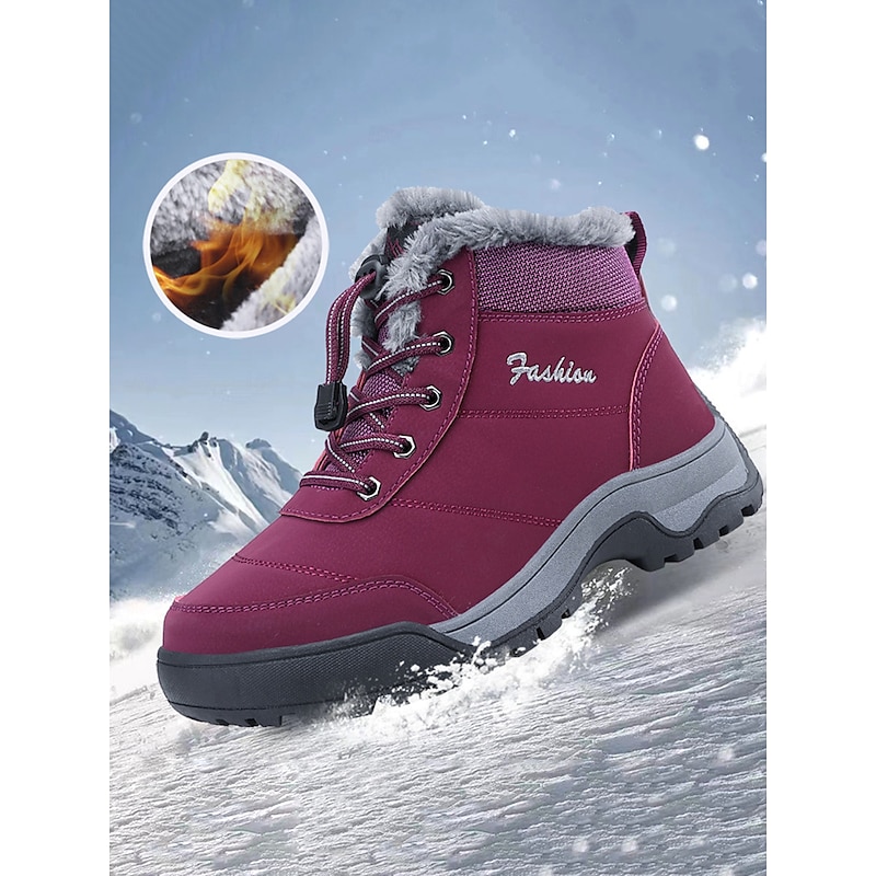 Women's Waterproof Winter Hiking Boots with Faux Fur Lining, Non-Slip Sole, and Lace-Up Design – Ideal for Outdoor Snow and Cold Weather3