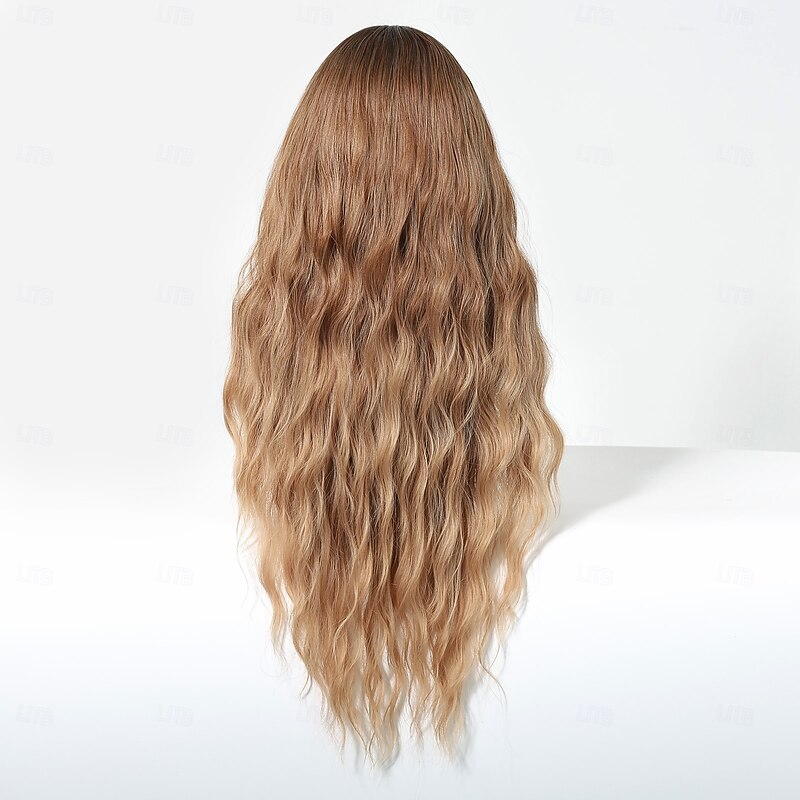 Synthetic Wig Uniforms Career Costumes Princess Curly Wavy Layered Haircut Braid With Bangs Machine Made Wig 28 inch Dark Brown Synthetic Hair Women's Cosplay Party Fashion Dark Brown4