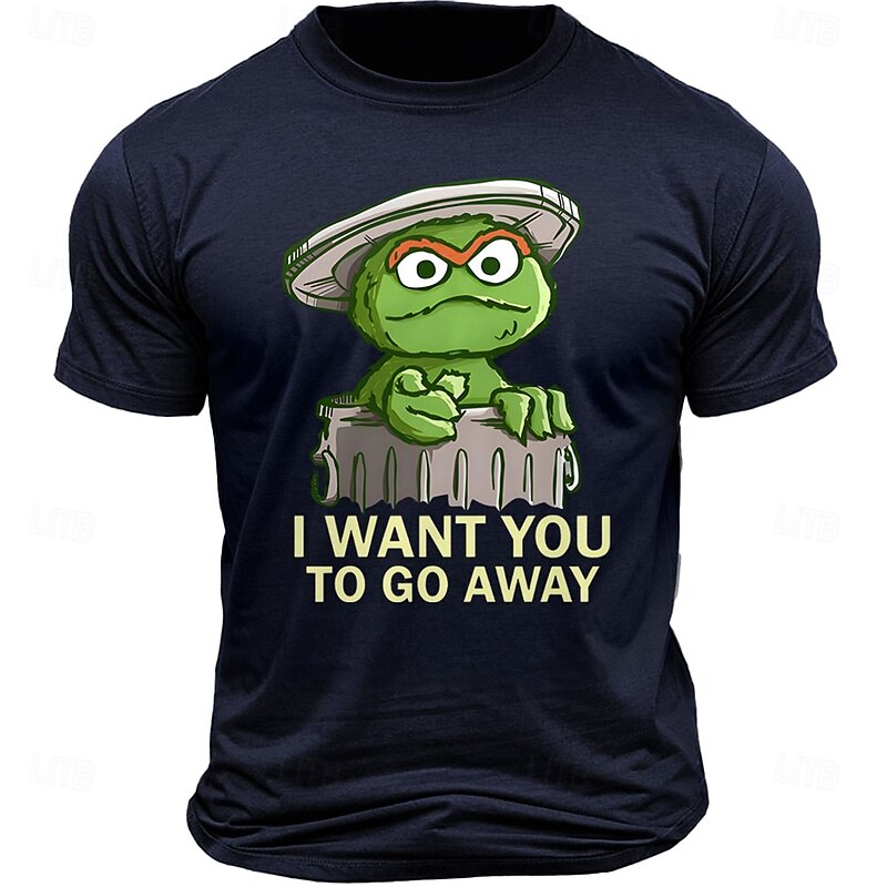 Men's Cartoon Letter Printed Monster T Shirt 100% Cotton Short Sleeve Graphic Shirt Black Deep Blue Army Green Comfortable Tee Vacation Street Fashion Designer Clothing3