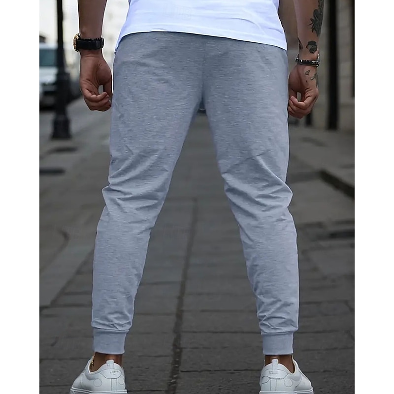 Men's Athletic Pants Sweatpants Joggers Trousers Pocket Drawstring Elastic Waist Plain Comfort Sports Outdoor Daily Fashion Casual Black Navy Blue Micro-elastic2