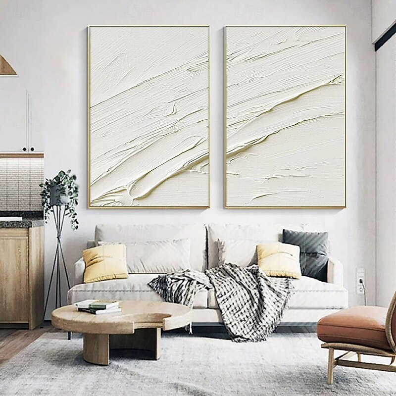 Large 3d wave white oil painting handmade Landscape Beige Oil Painting Wabi Sabi Abstract Canvas Paintings hand painted Neutral White Beige Painting Minimal Boho Painting for Wall Decor4