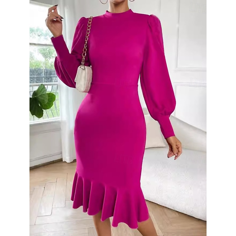 Women's Mini Dress Black Dress Casual Dress Cocktail Dress Formal Dress Elegant Casual Vacation Date Regular Fit Plain Long Sleeve Stand Collar Black Pink Blue Fall Winter4