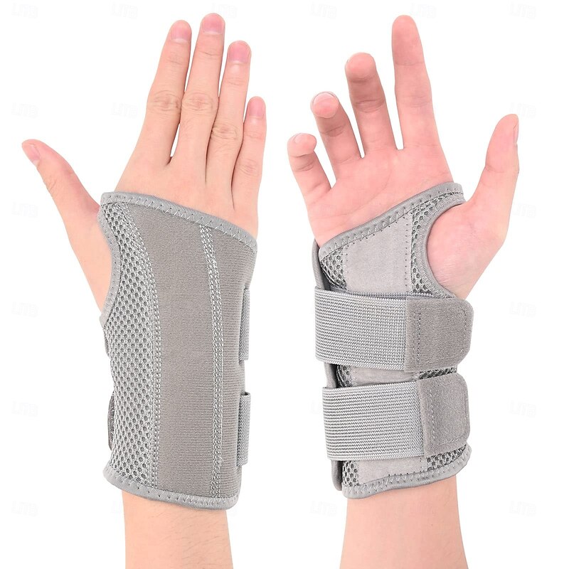 Wrist Brace Carpal Tunnel for Men and Women, Adjustable Wrist Strap Hand Support Splint for Sports Protecting,Relief of Arthritis, Tendonitis Pain Relief Grey2