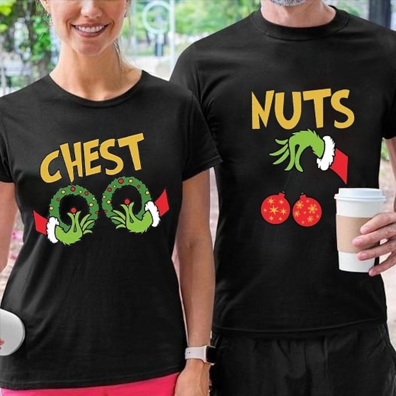 Christmas T-shirt Ugly Christmas Shirt Christmas Graphic Funny For Couple's Men's Women's Adults' Christmas Carnival Hot Stamping Party Festival