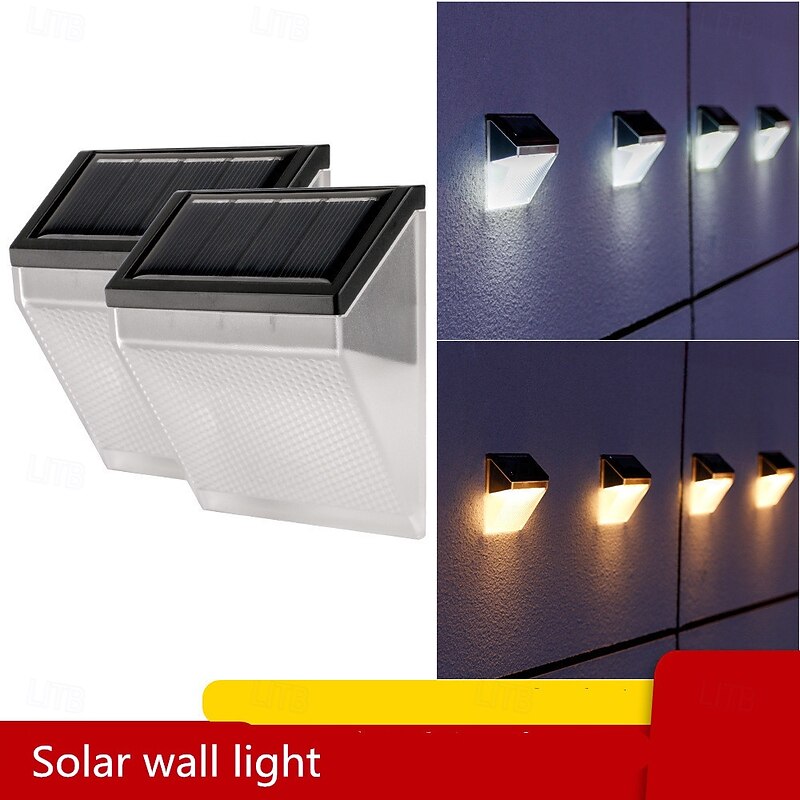 Solar Wall Lamp Outdoor Waterproof Lighting Garden Decoration Solar Lights Stairs Fence Sunlight Lamp 1/2pcs