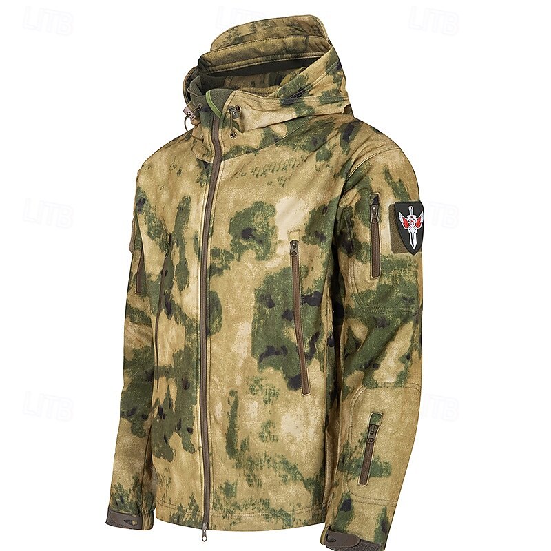 Men's Windbreaker Military Tactical Jacket Combat Jacket Outdoor Thermal Windproof Hiking Outfits Hiking Clothes Winter Autumn / Fall Top Hunting Camping / Hiking / Caving Camo Army Green Dark Green