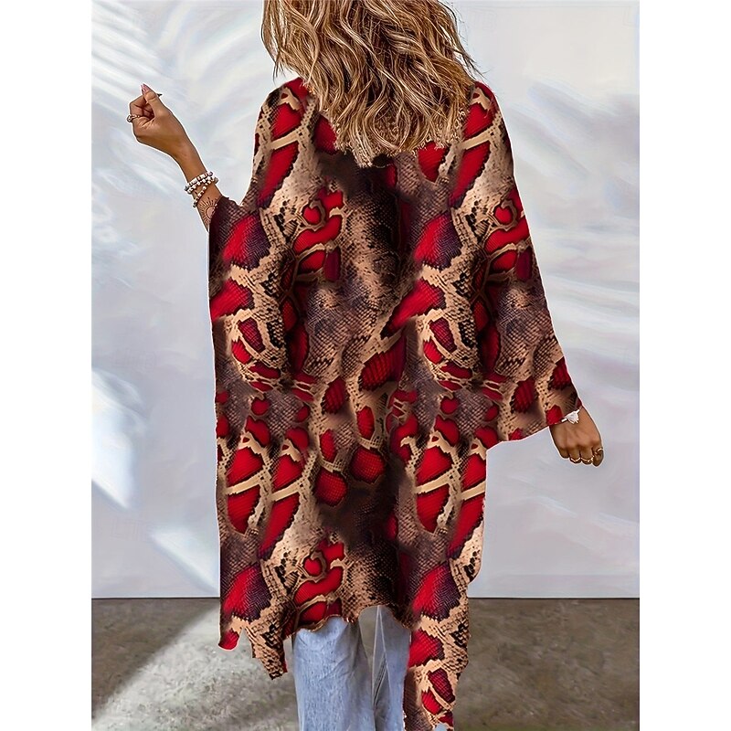 Women's Dressy Dusters Dressy Jackets Casual Jacket Outdoor Street Daily Wear Spring Fall Long Coat Regular Fit Thermal Warm Breathable Stylish Casual Jacket Long Sleeve Floral Color Block Print4