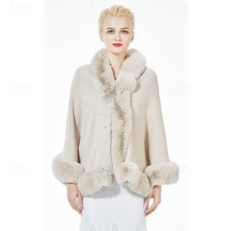 Faux Fur Shawl Wrap Stole Shrug Bridal Winter Wedding with Hook3